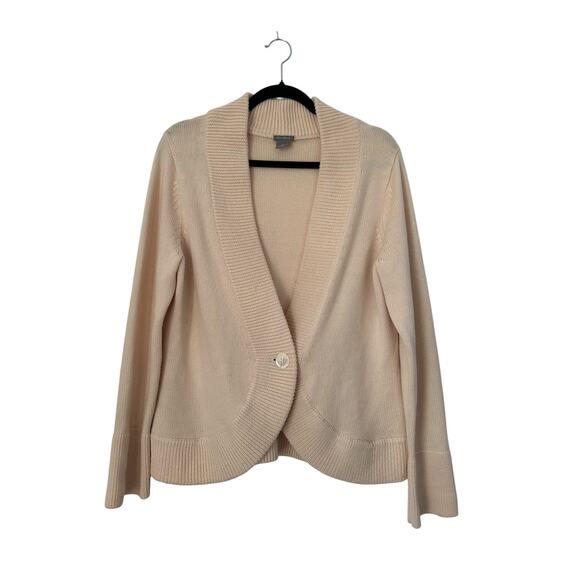 Ann Taylor Sweater XL 100% Extrafine Merino Wool One Button Blazer Light Beige - Picture 1 of 10